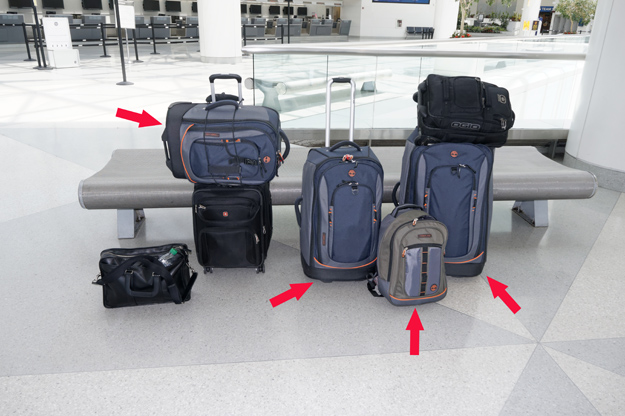 Photograph of Timberland Claremont and Jay luggage pieces by Peter Free for his review.